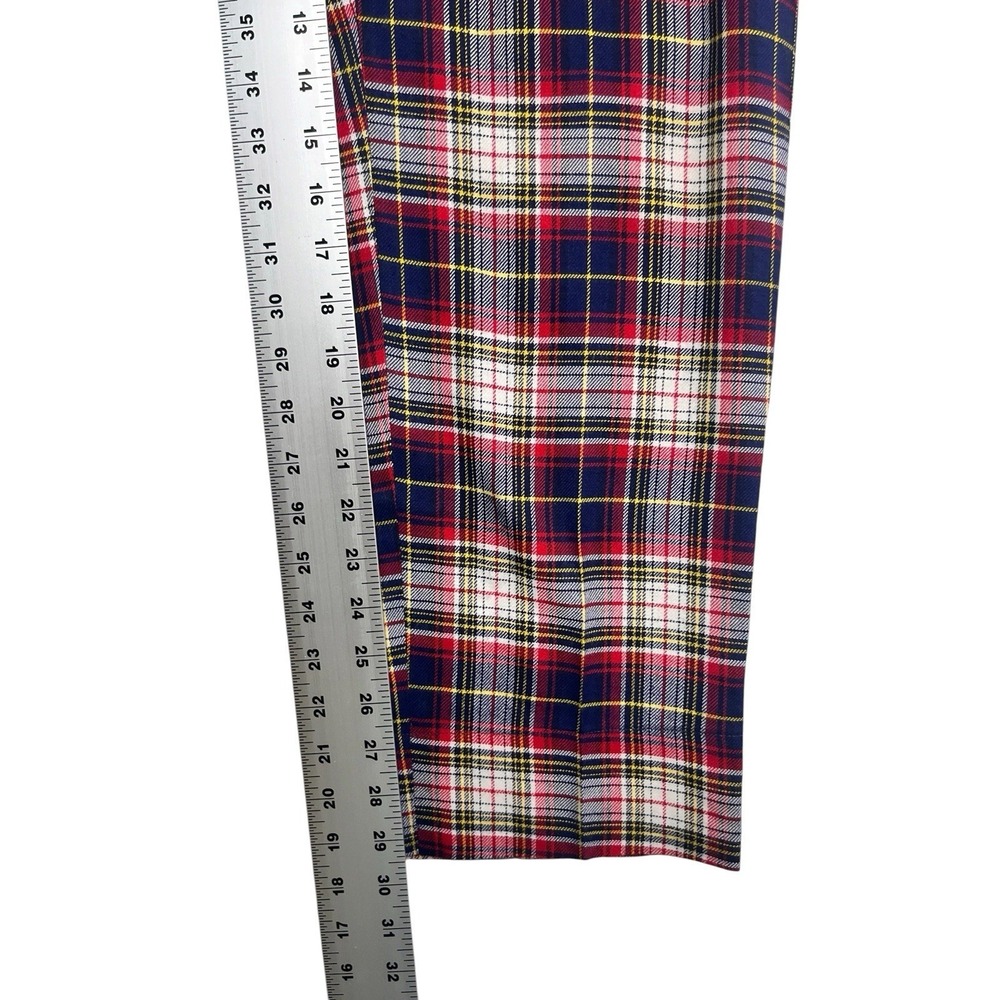 vtg 80s 34x30 Red White Blue Yellow Plaid Tartan Pants Trousers USA Cotton Blend - Picture 4 of 7